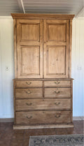 Large antique english pine linen press
