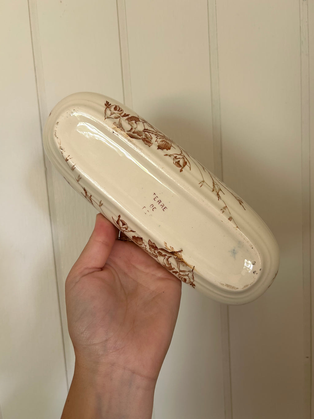 Antique terre de fer dish