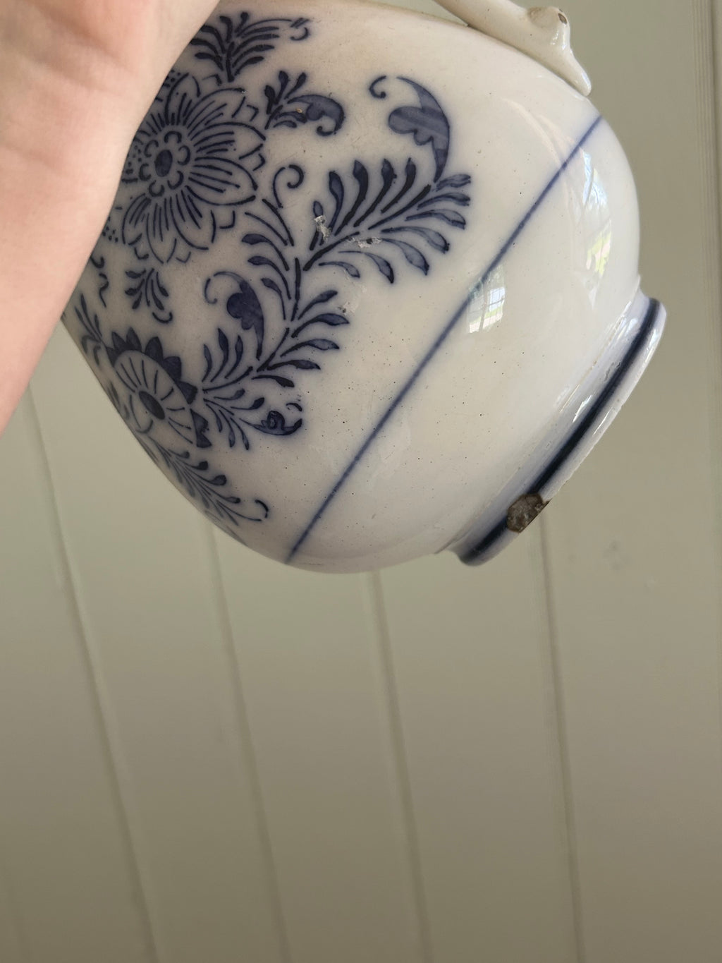 Antique blue wildflower large pitcher