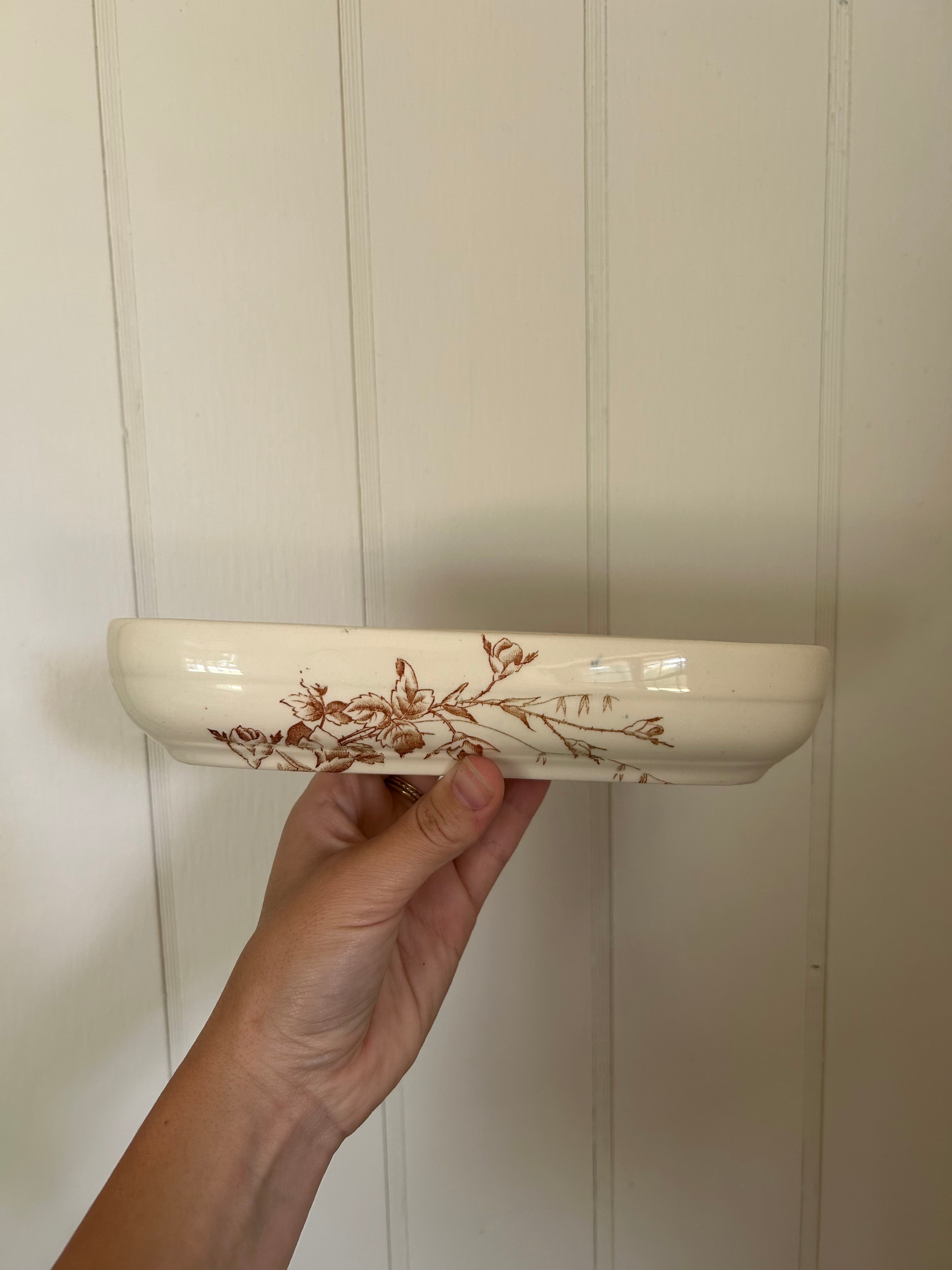 Antique terre de fer dish