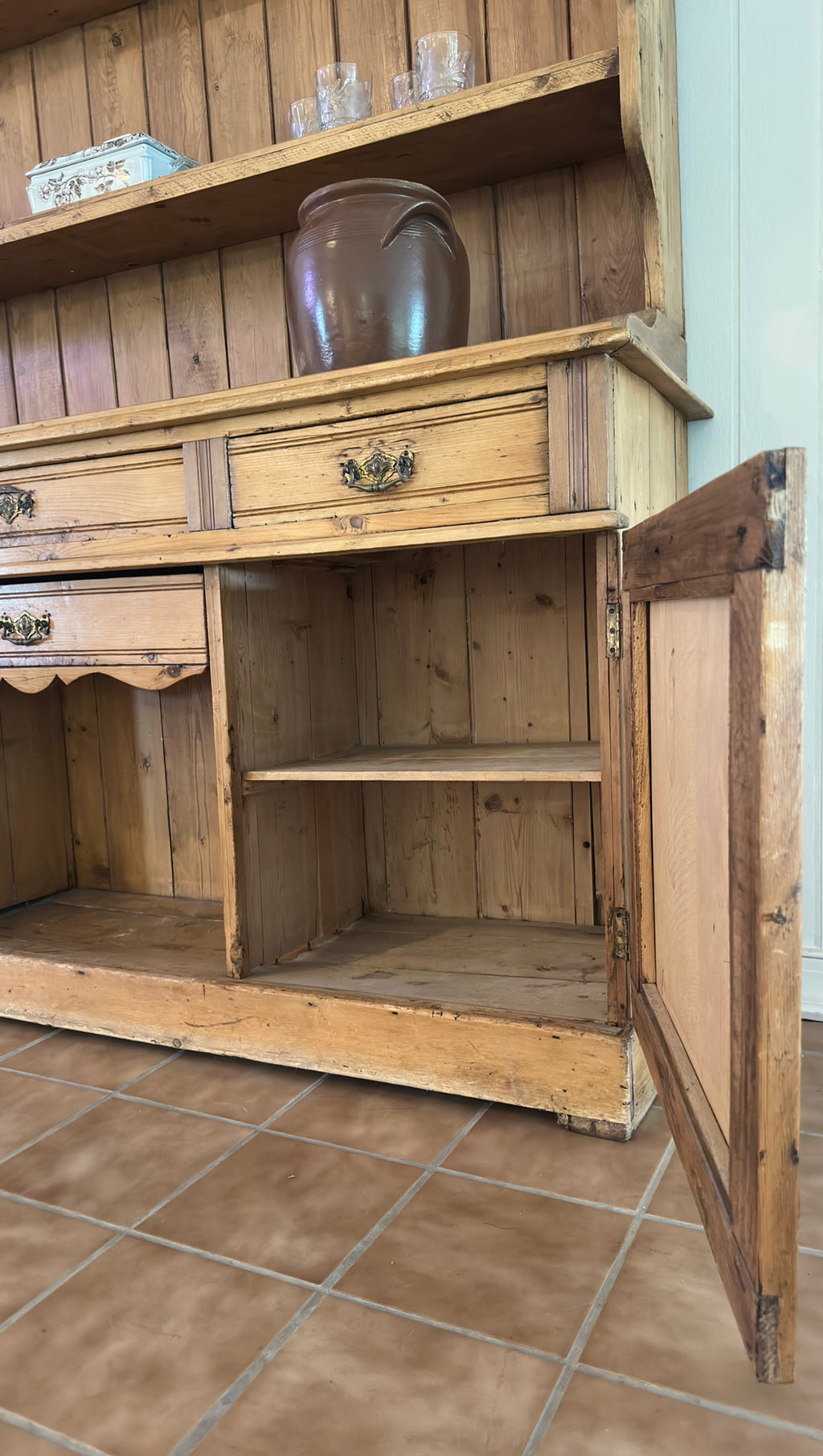 Antique English pine hutch