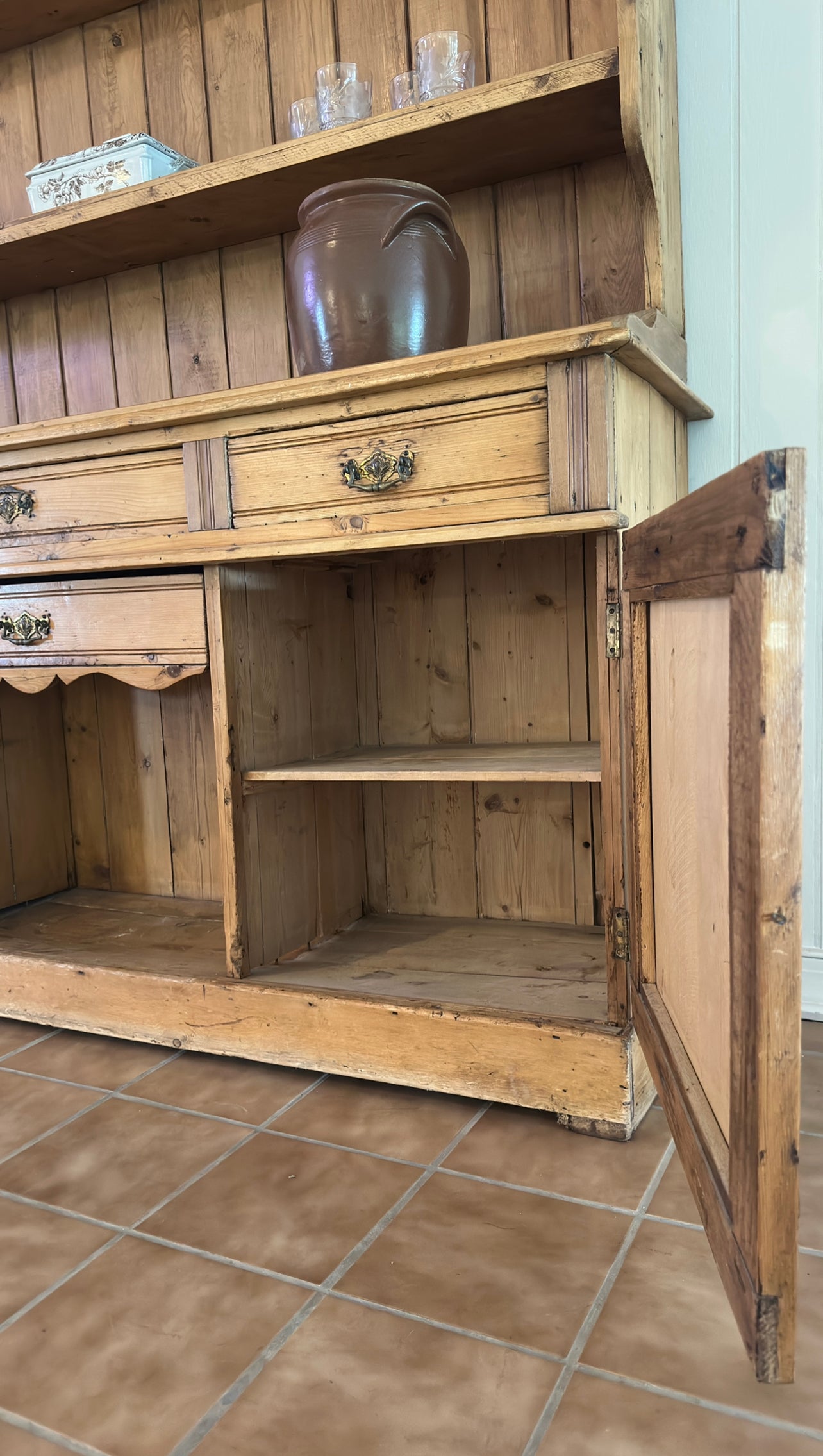 Antique English pine hutch