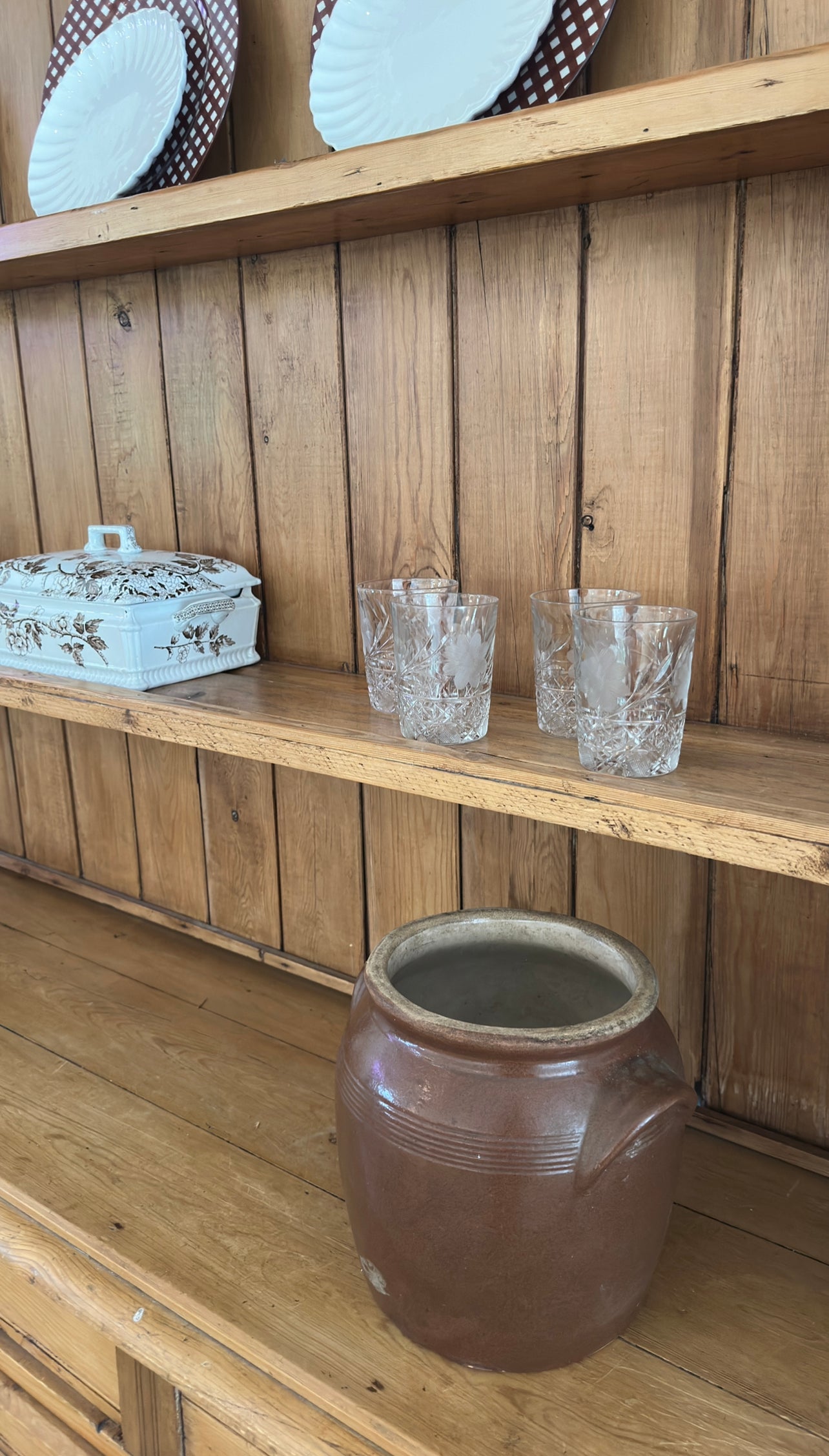 Antique English pine hutch