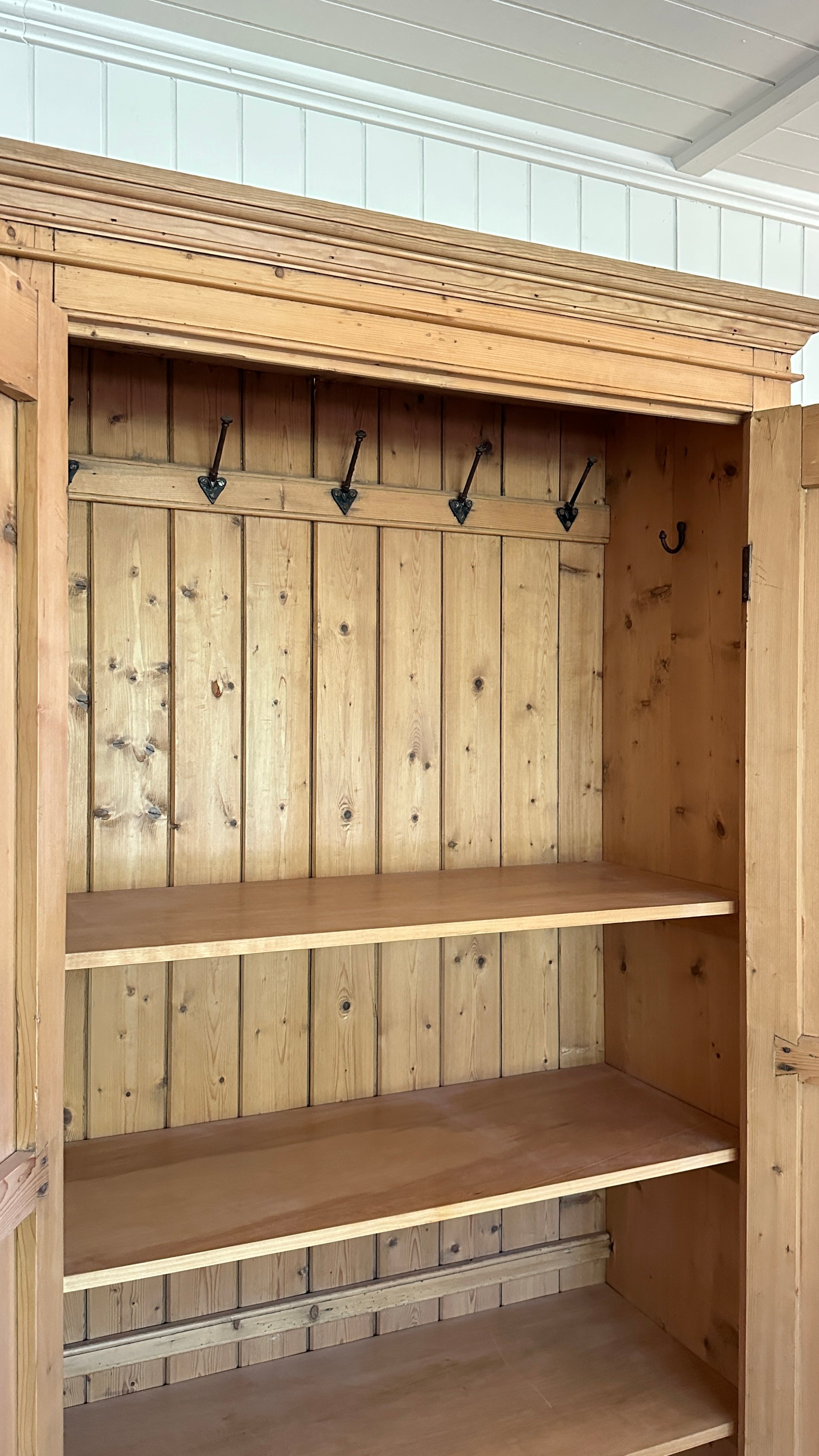 Antique English pine linen press