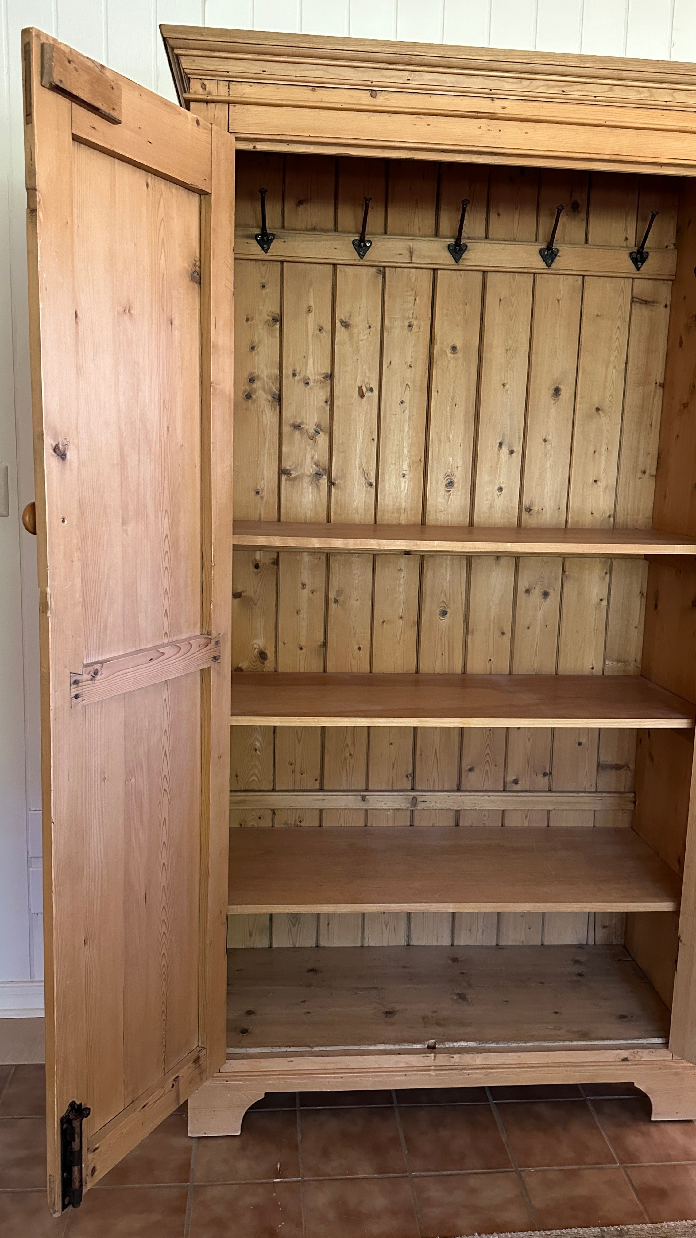 Antique English pine linen press