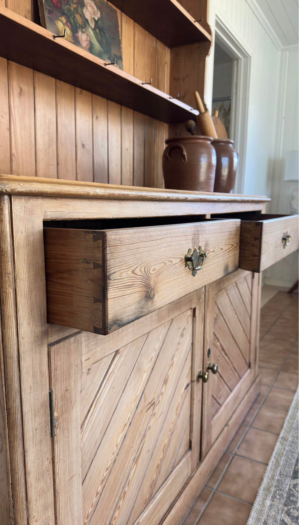 Antique English pine hutch