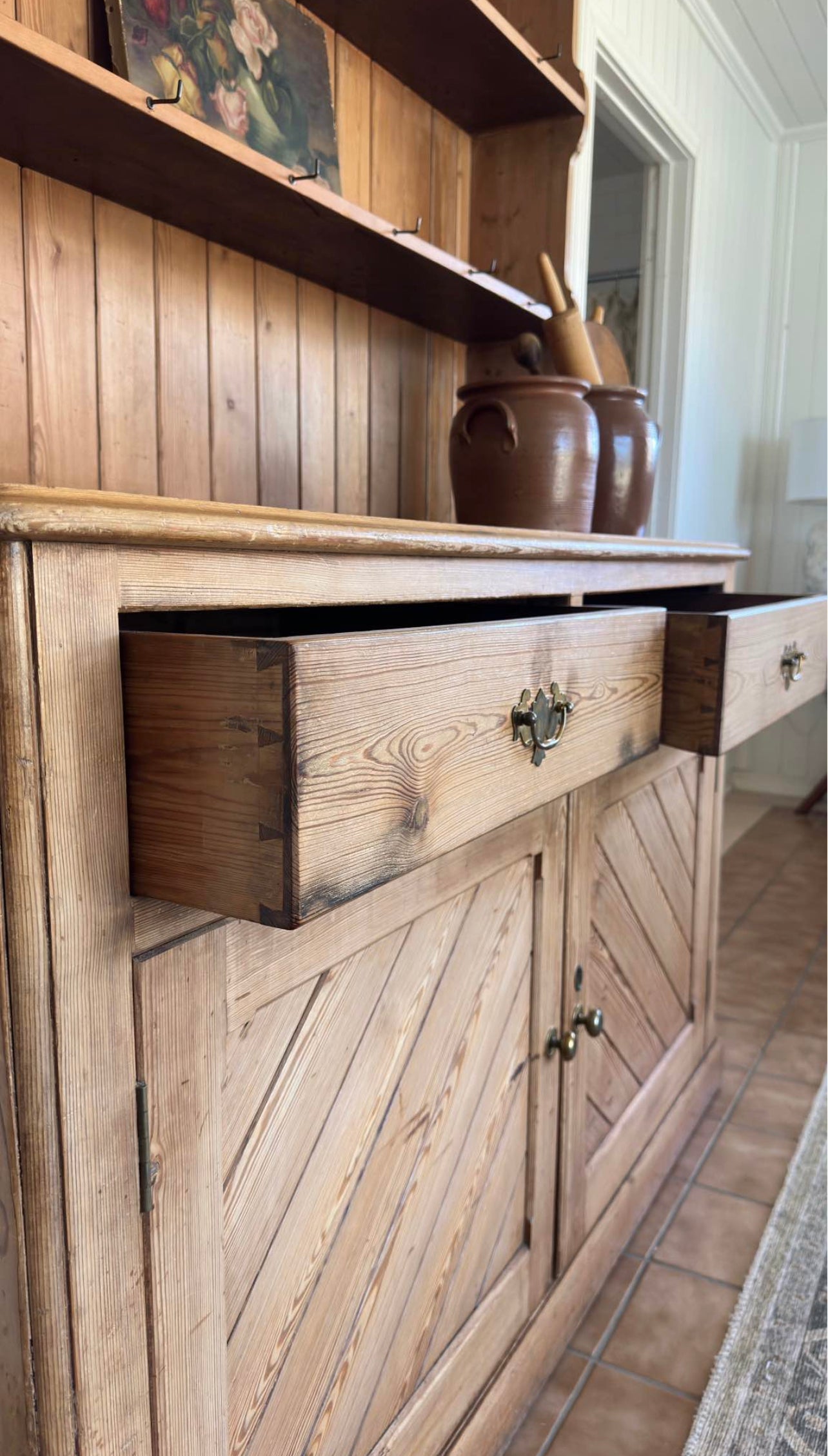 Antique English pine hutch