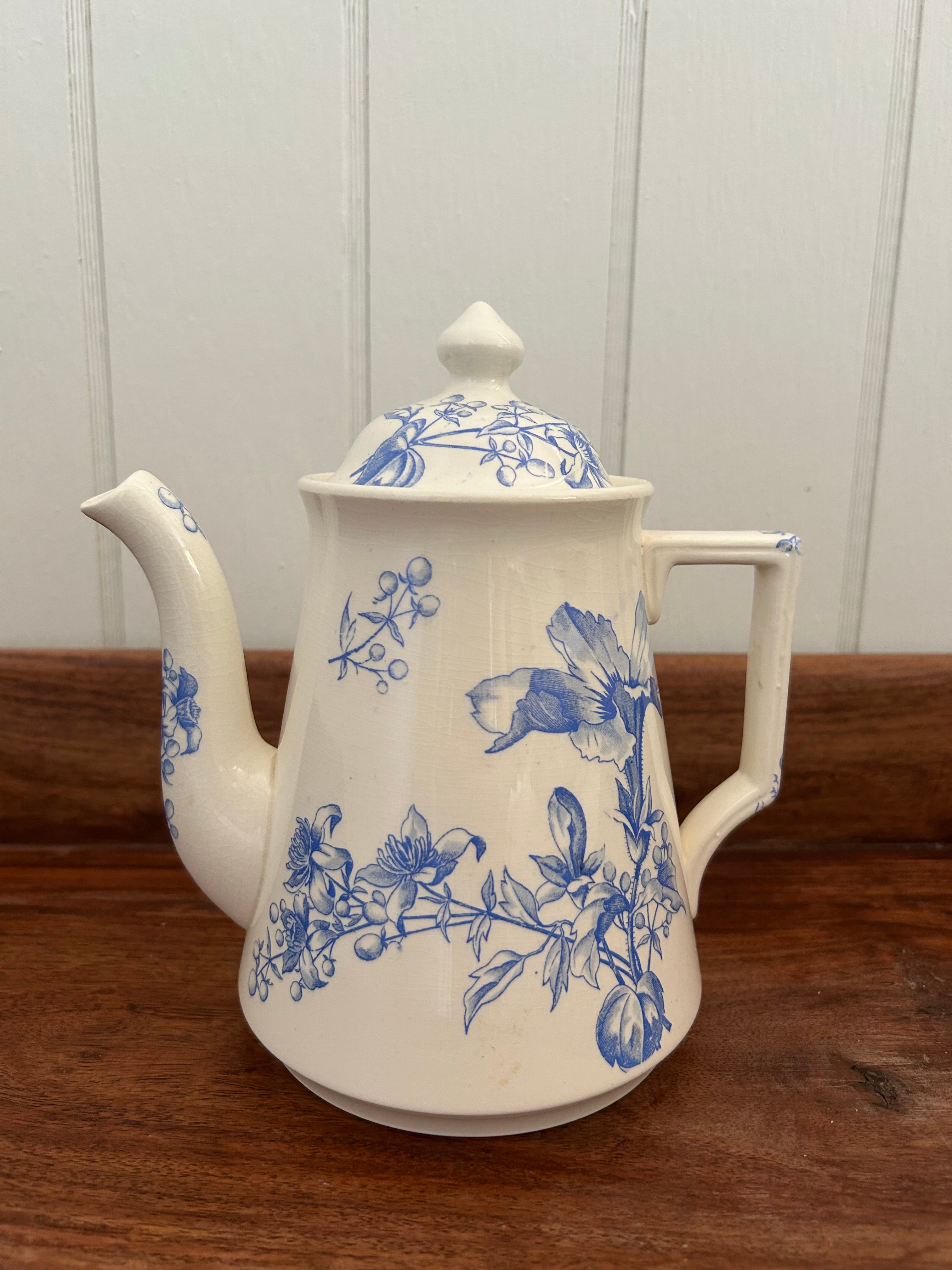 Blue floral teapot
