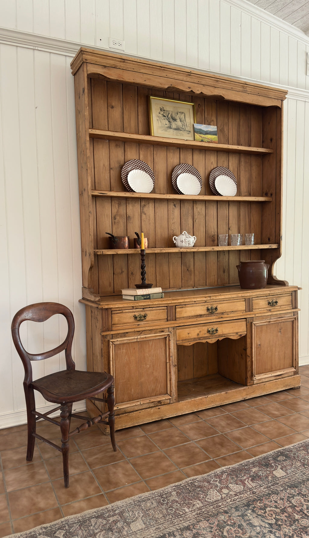 Antique English pine hutch