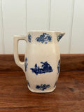 Antique ironstone blue floral pitcher