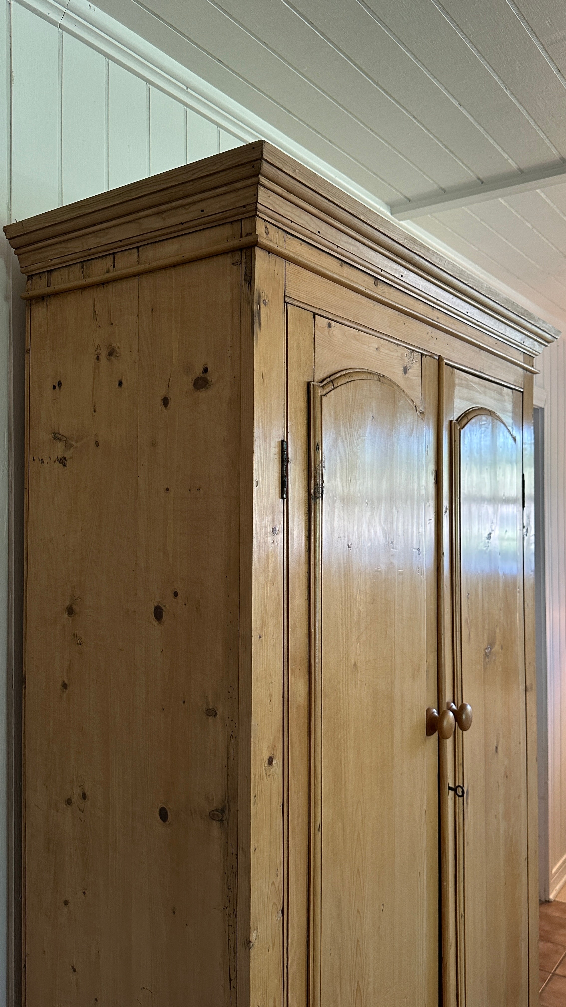 Antique English pine linen press