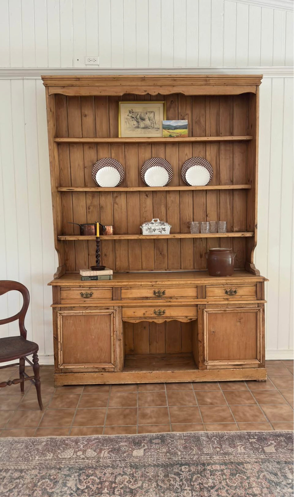 Antique English pine hutch