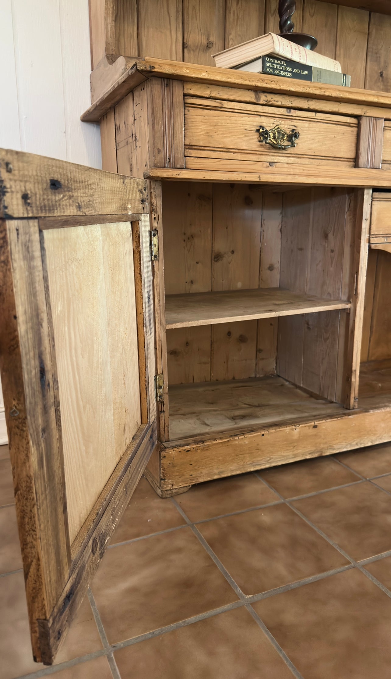 Antique English pine hutch