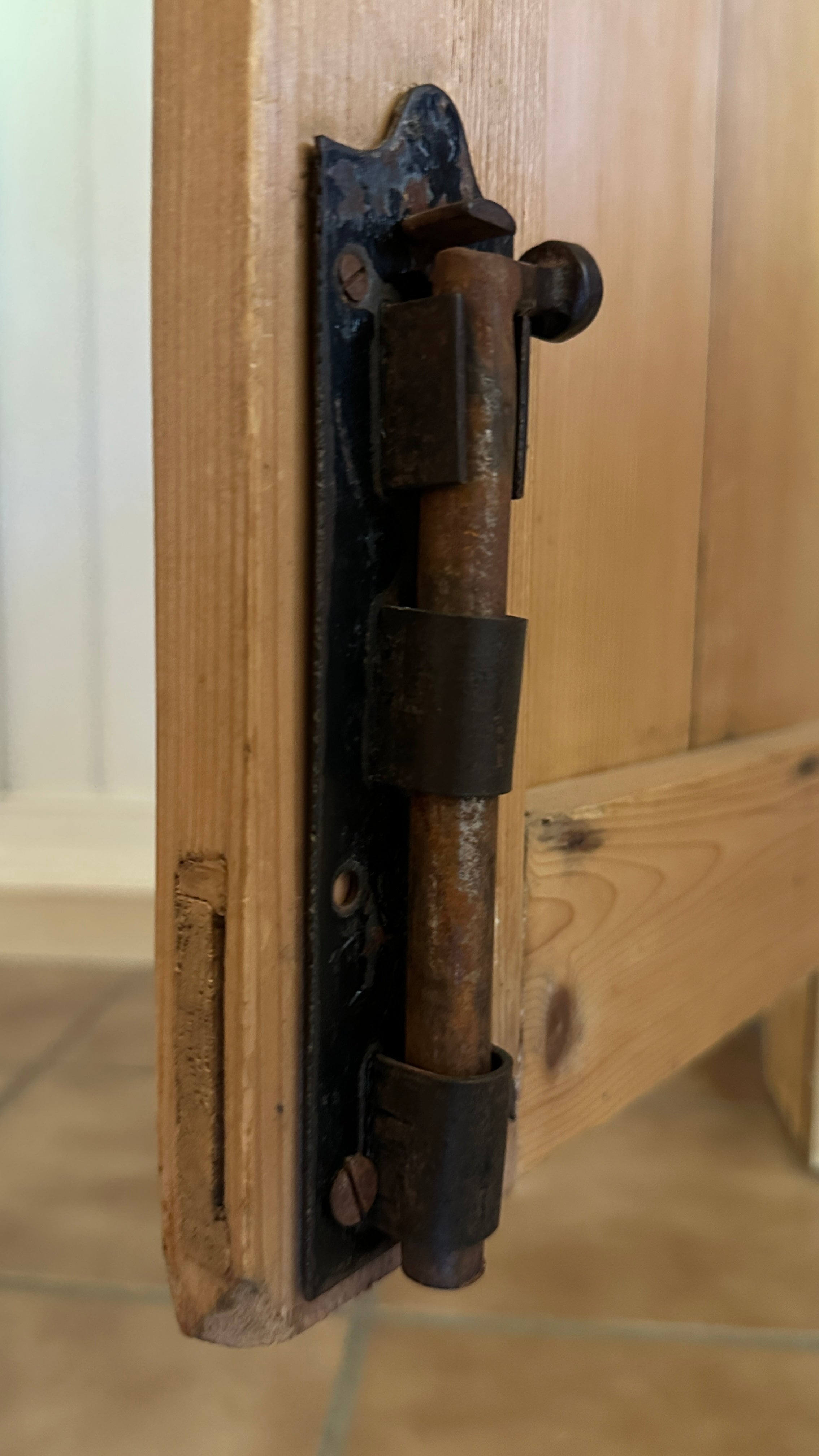 Antique English pine linen press