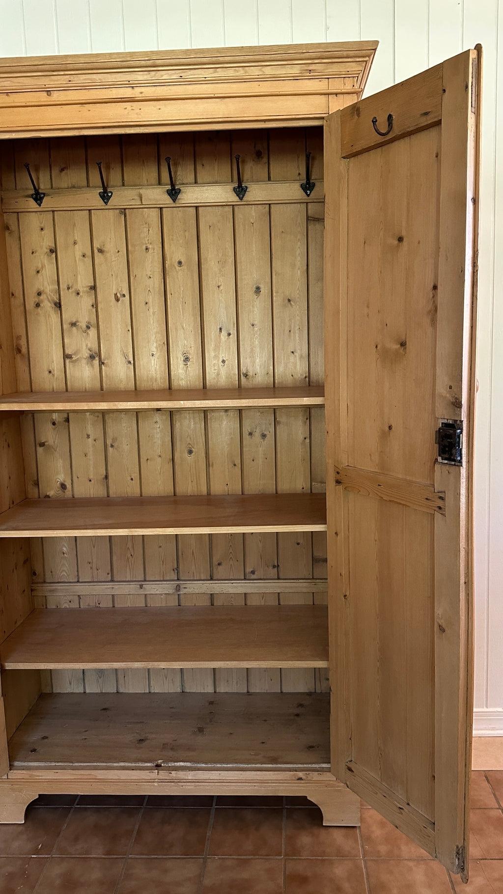 Antique English pine linen press