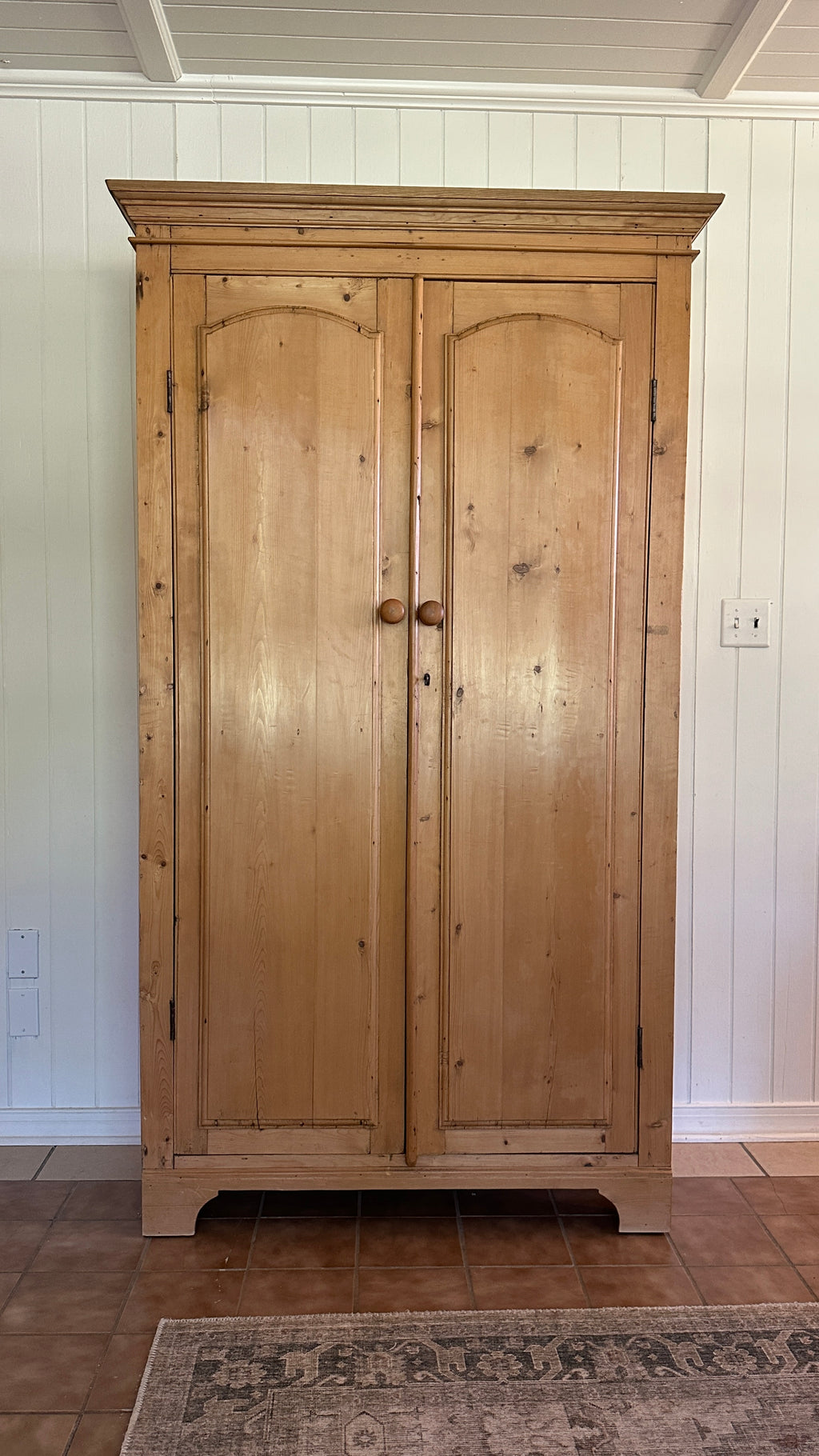 Antique English pine linen press