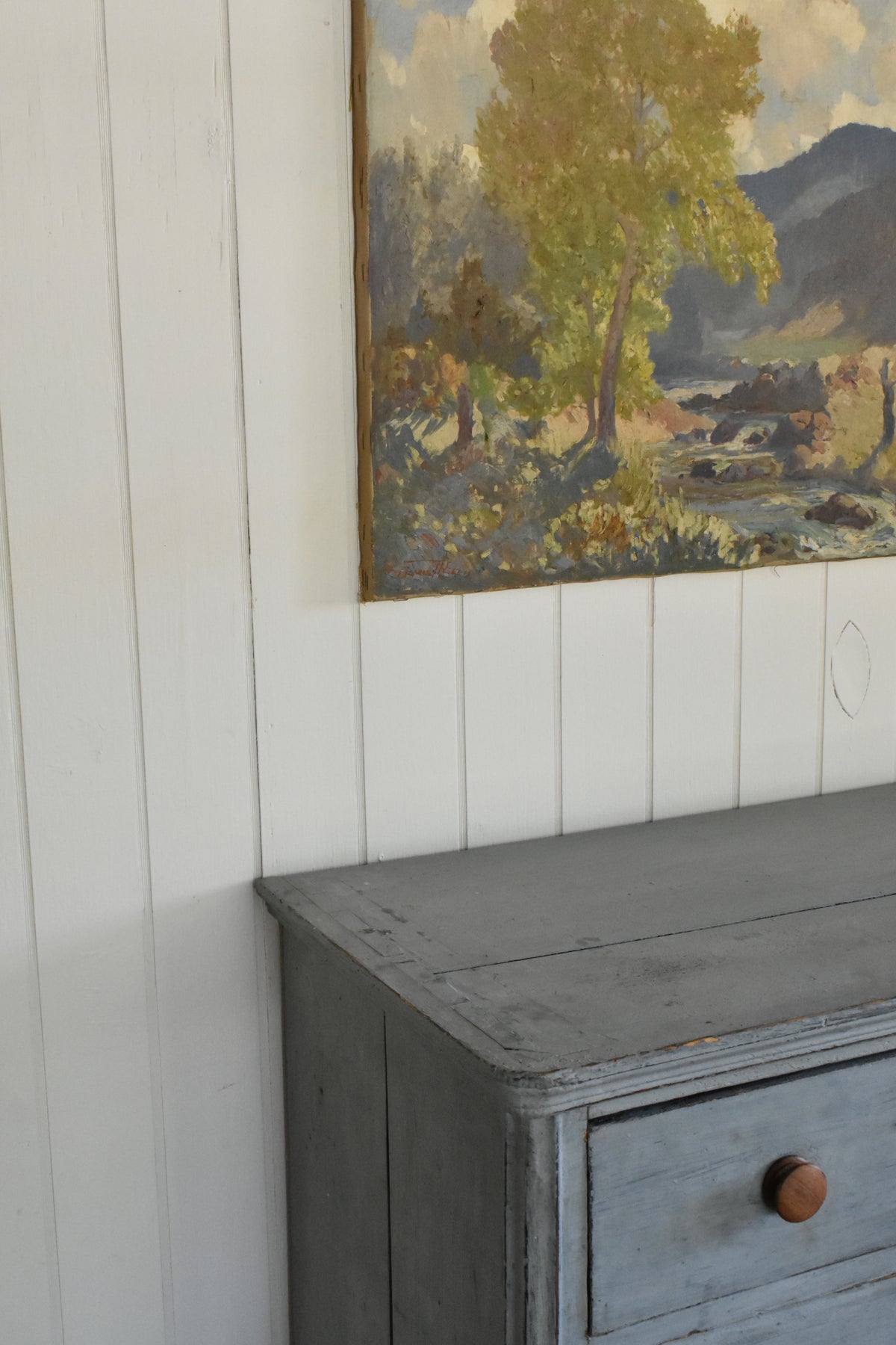 Blue solid wood antique painted cabinet