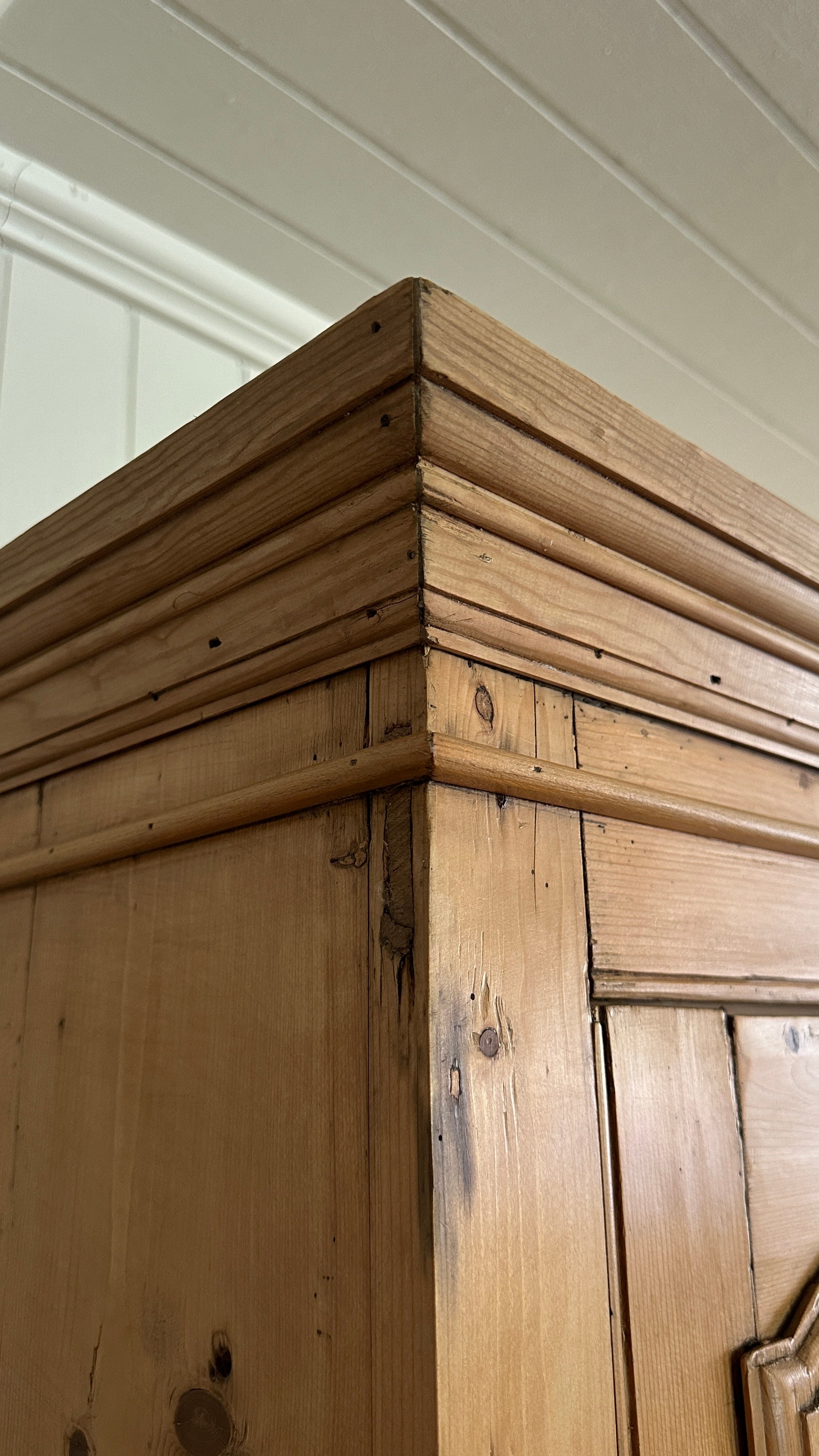 Antique English pine linen press