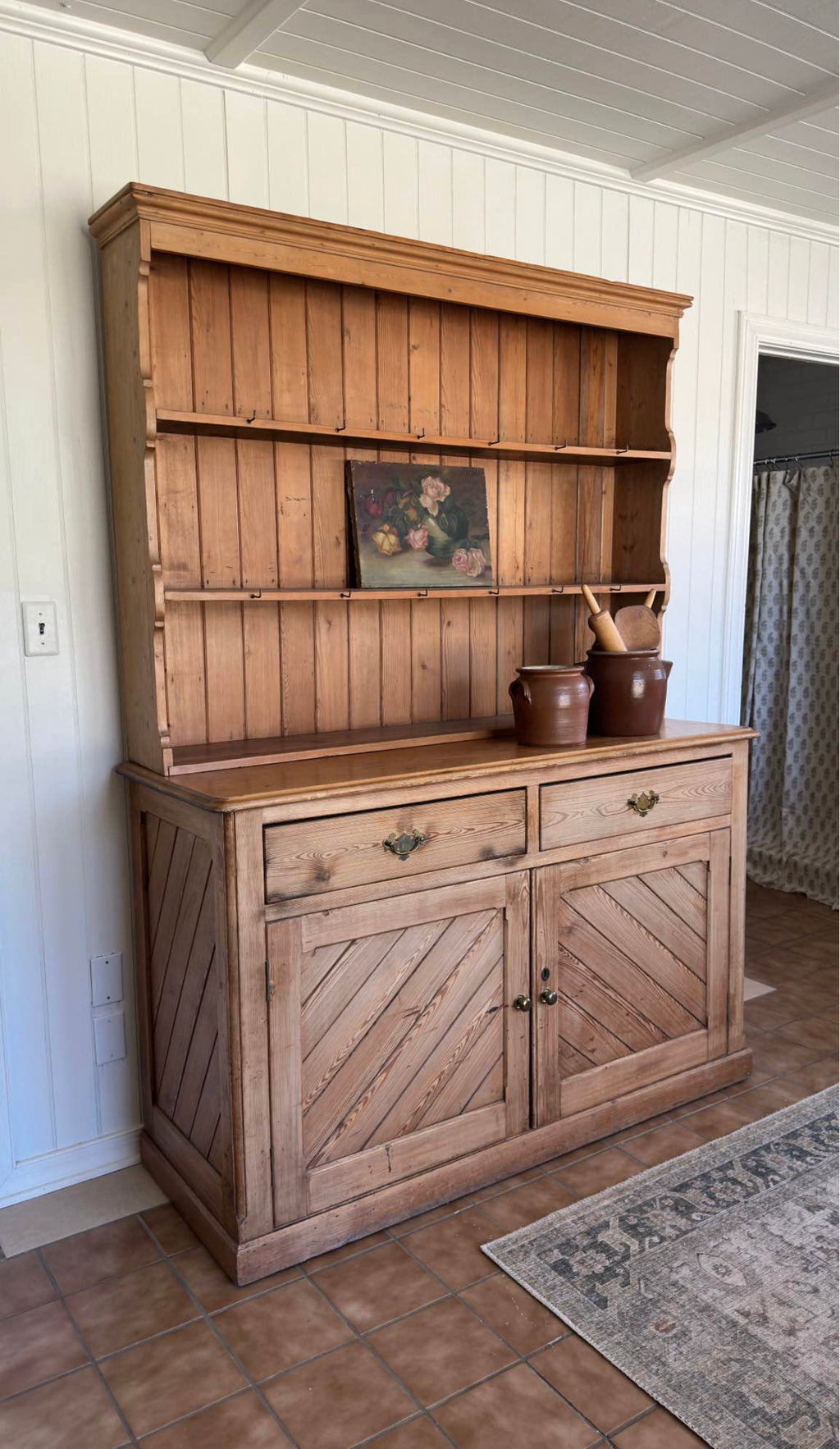 Antique English pine hutch