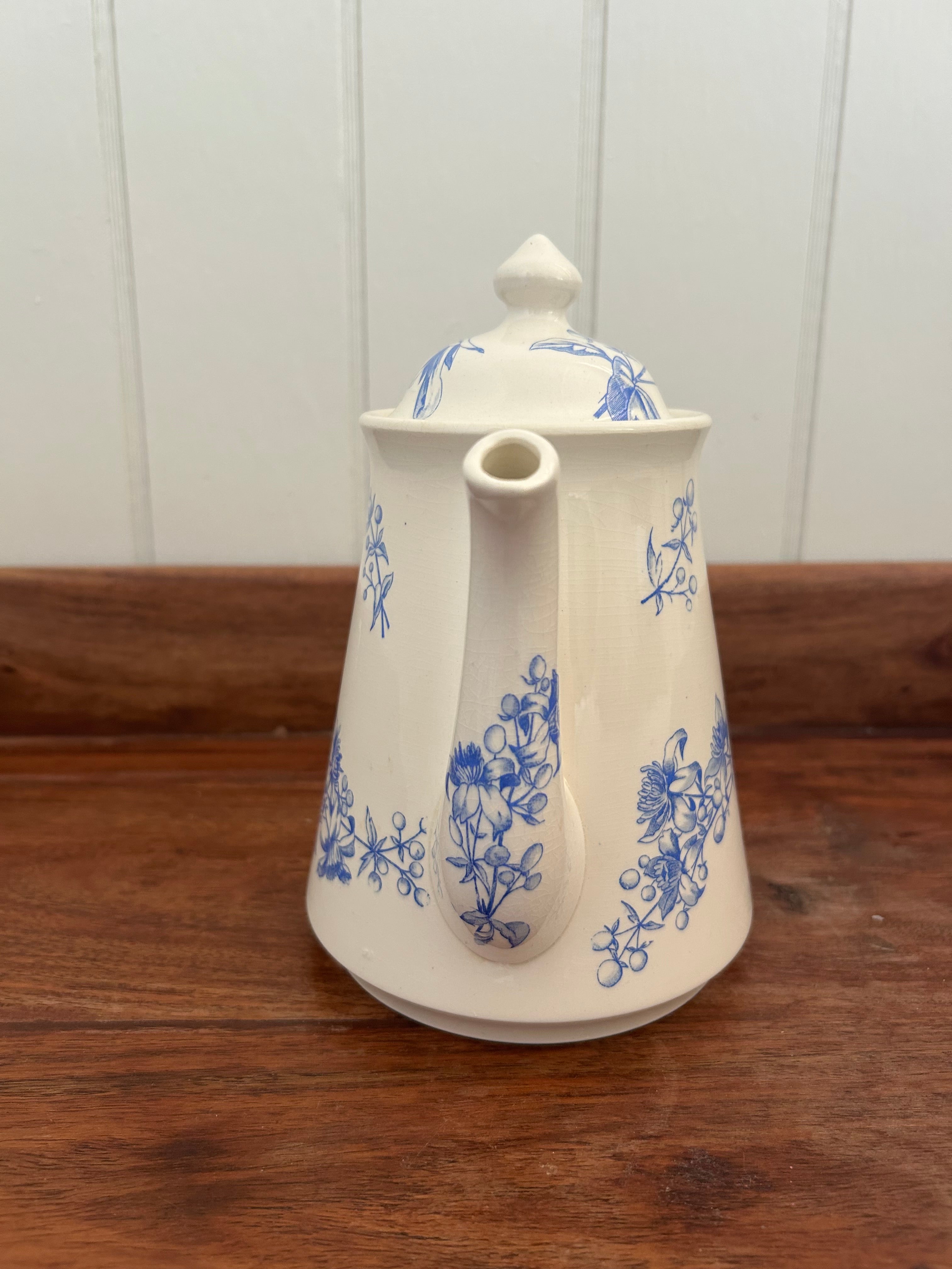 Blue floral teapot
