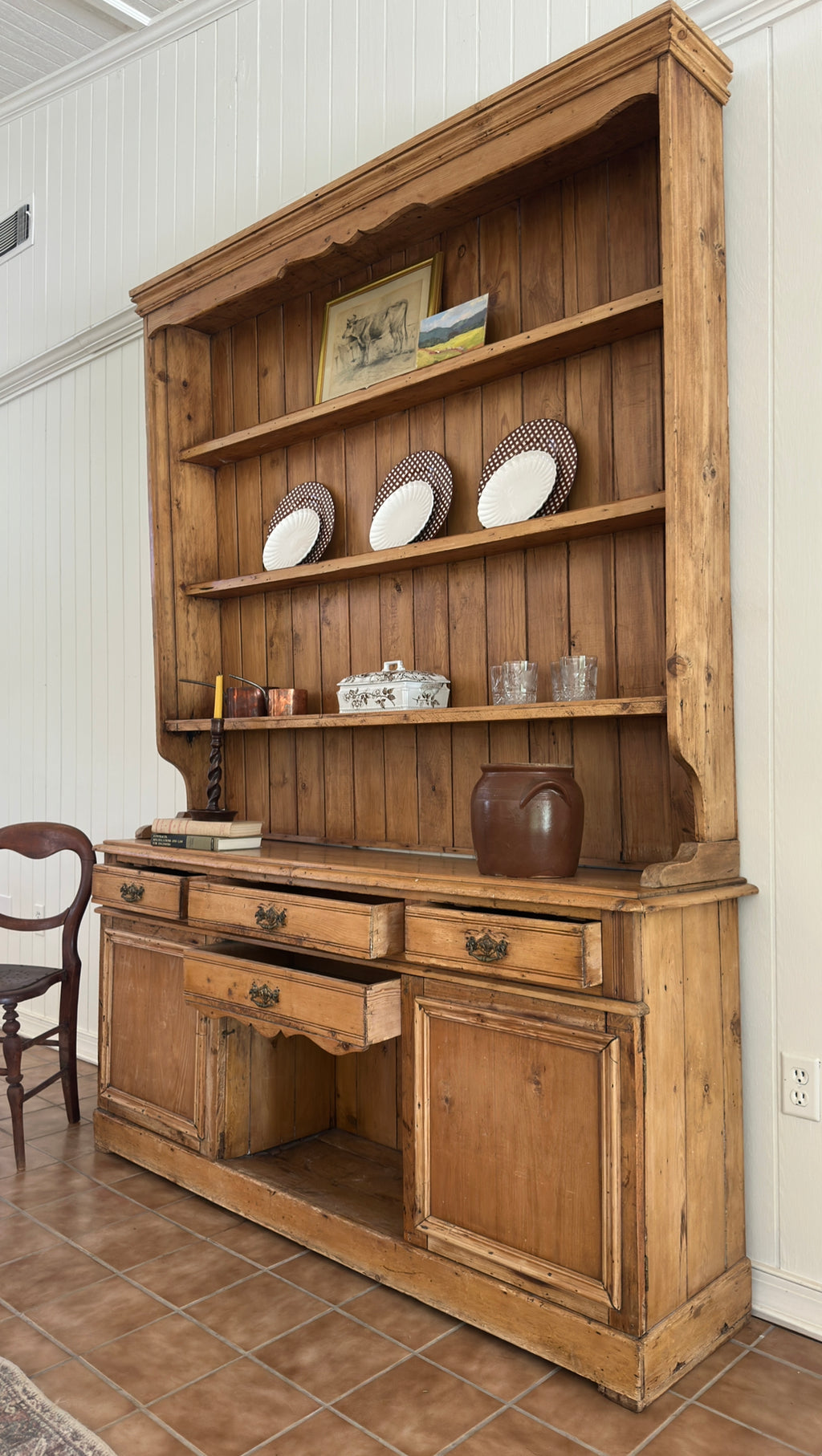 Antique English pine hutch