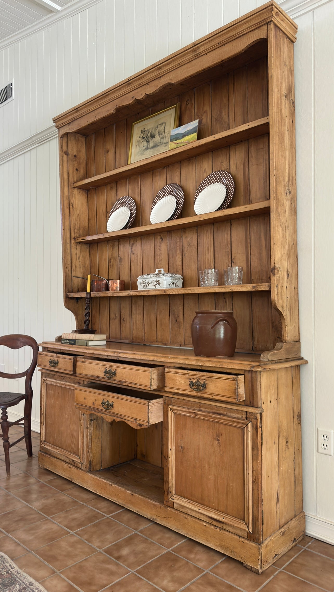 Antique English pine hutch