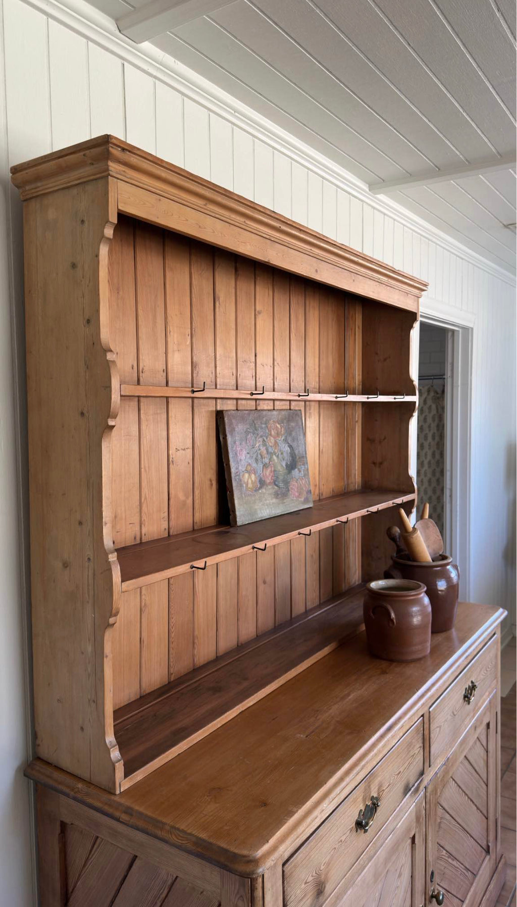 Antique English pine hutch