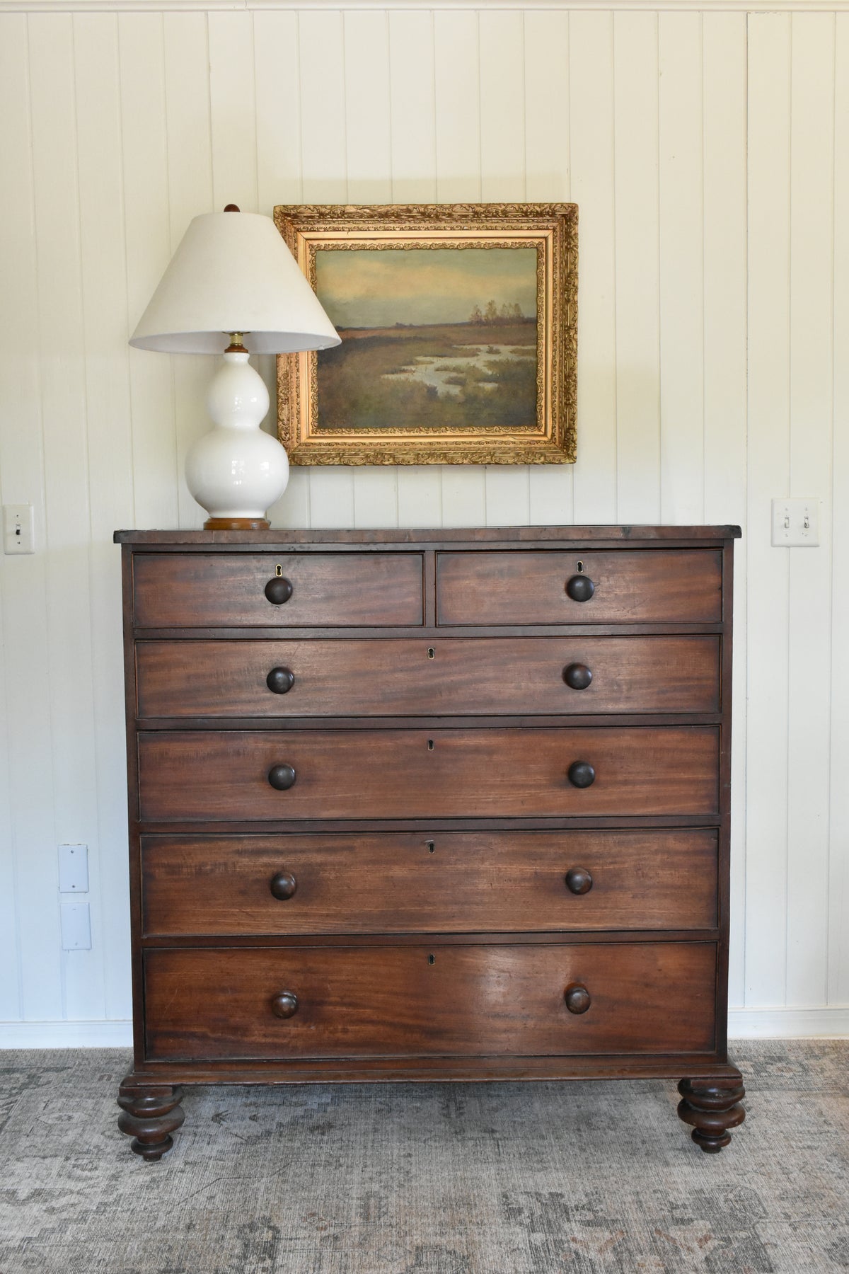 Antique English 2 over 4 chest of drawers