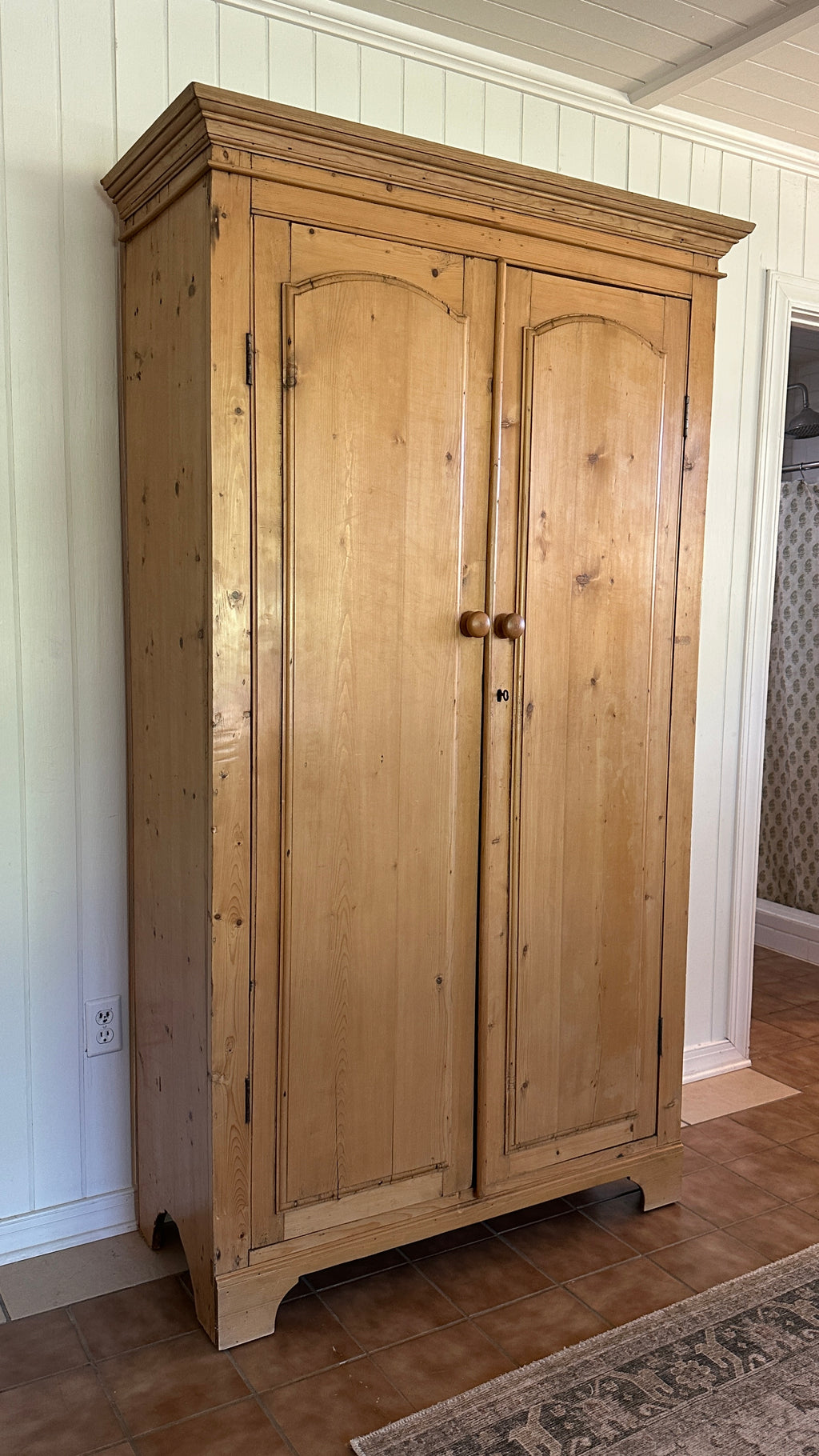 Antique English pine linen press