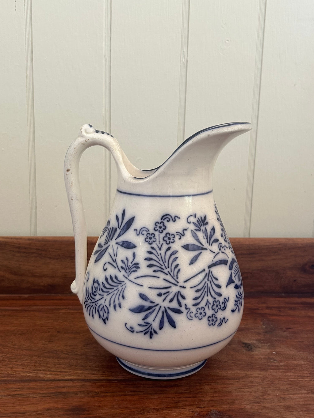 Antique blue wildflower large pitcher