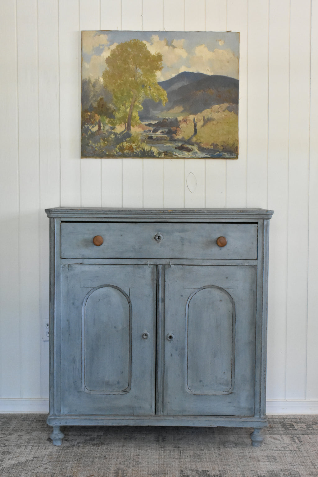 Blue solid wood antique painted cabinet
