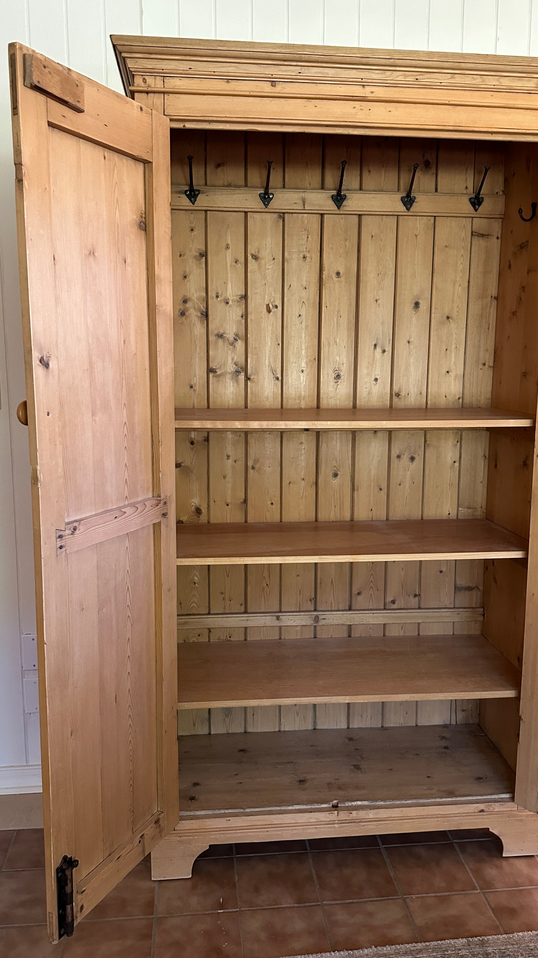 Antique English pine linen press