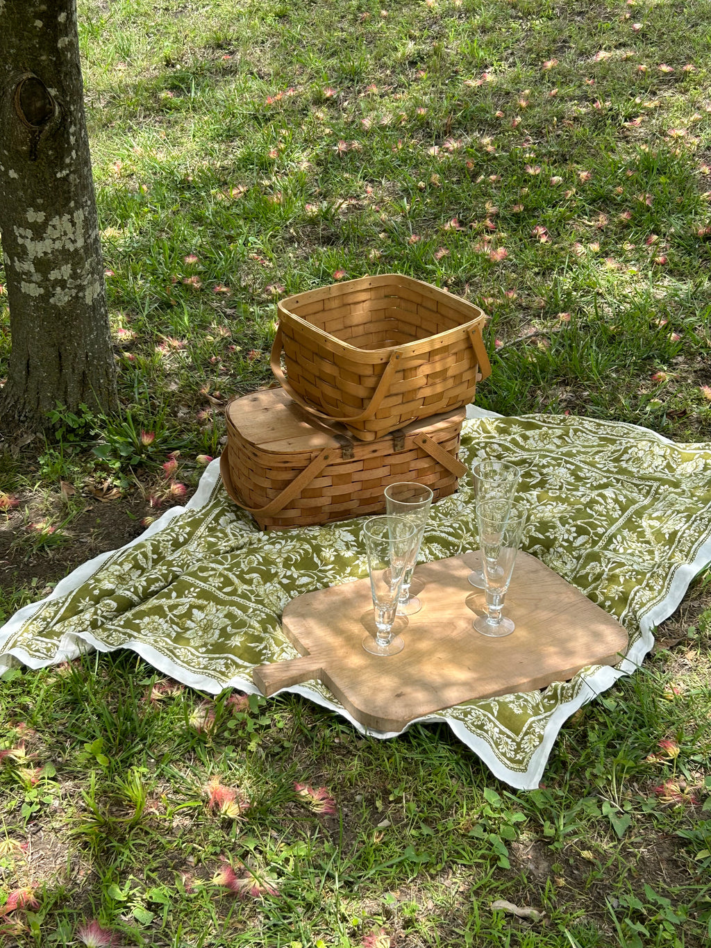 pair of woven baskets
