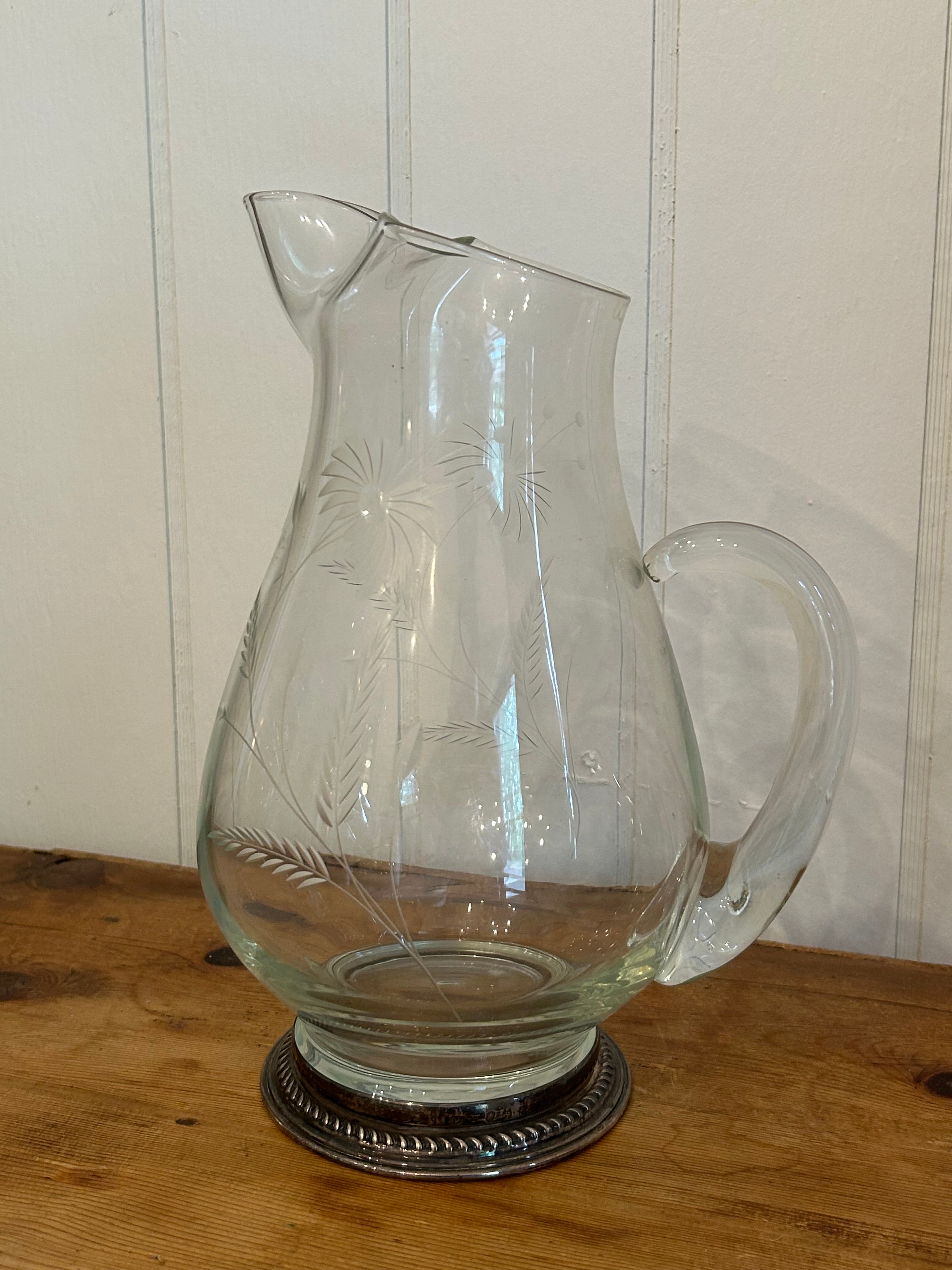 floral cut glass pitcher