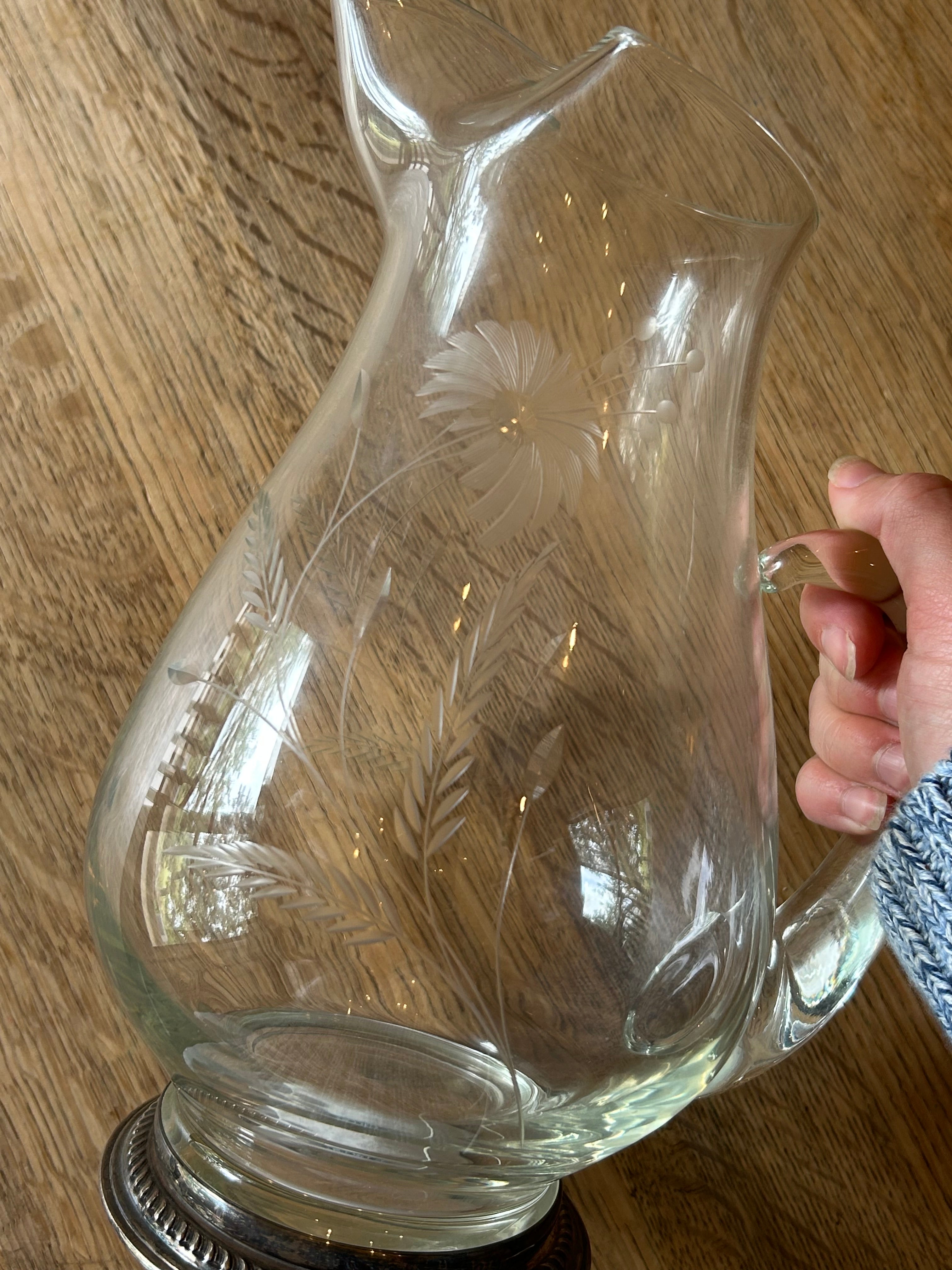 floral cut glass pitcher