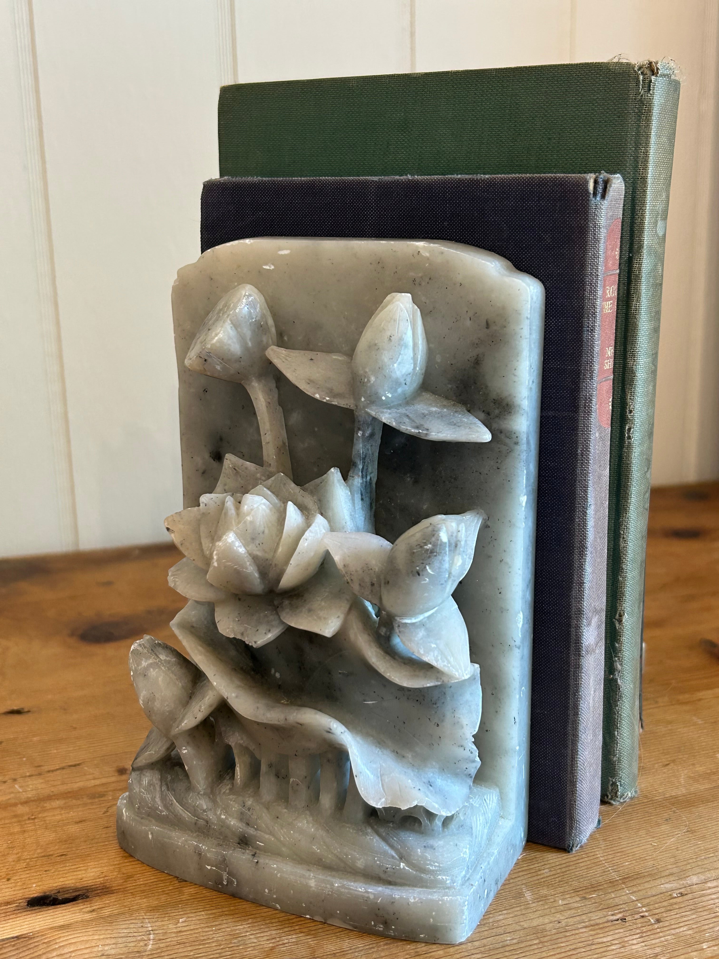 marble floral bookends