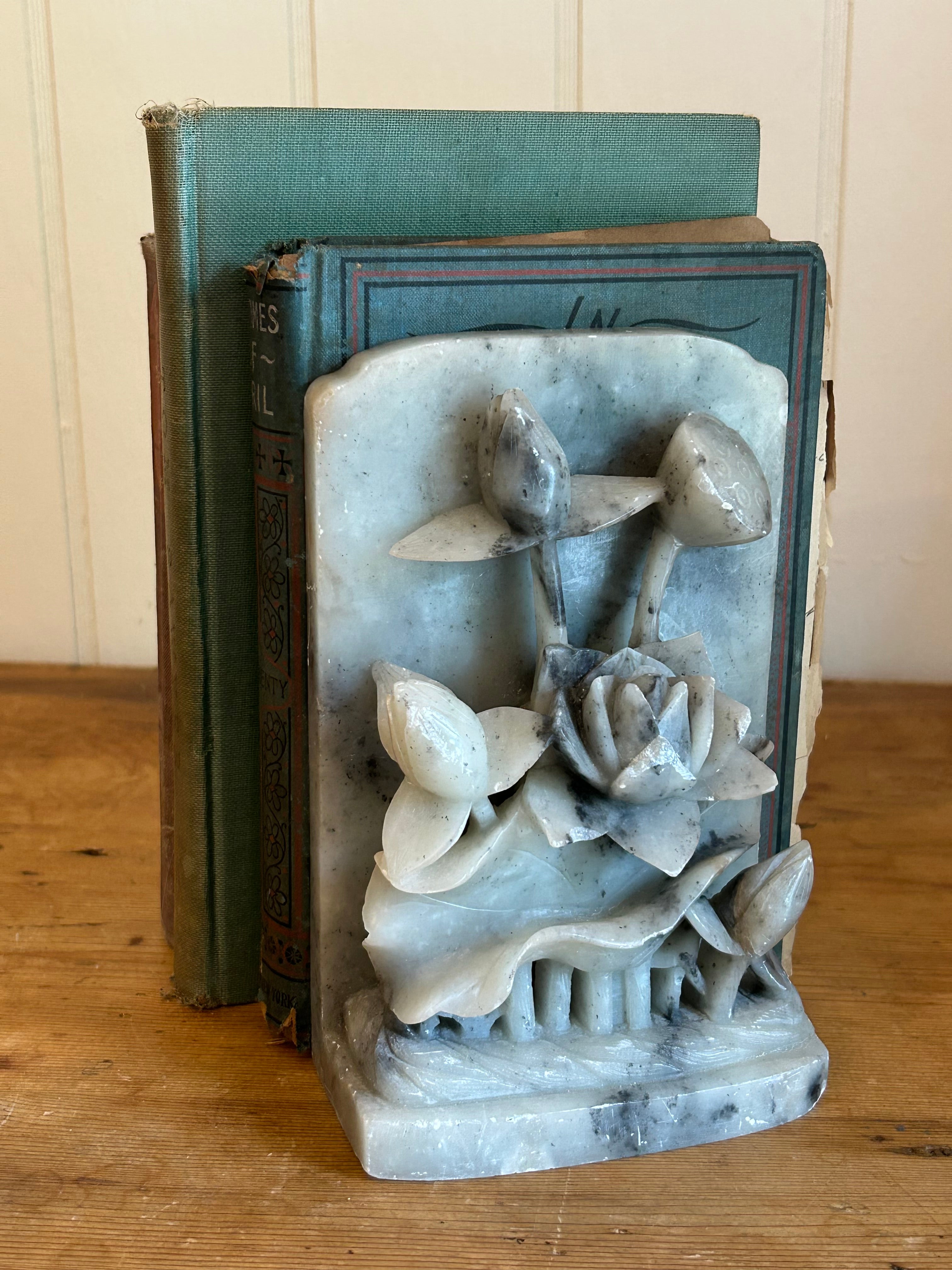 marble floral bookends