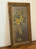 floral framed original oil painting on board