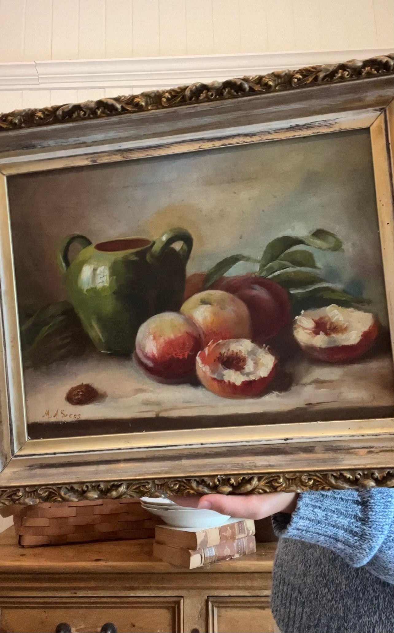 antique still life framed oil painting