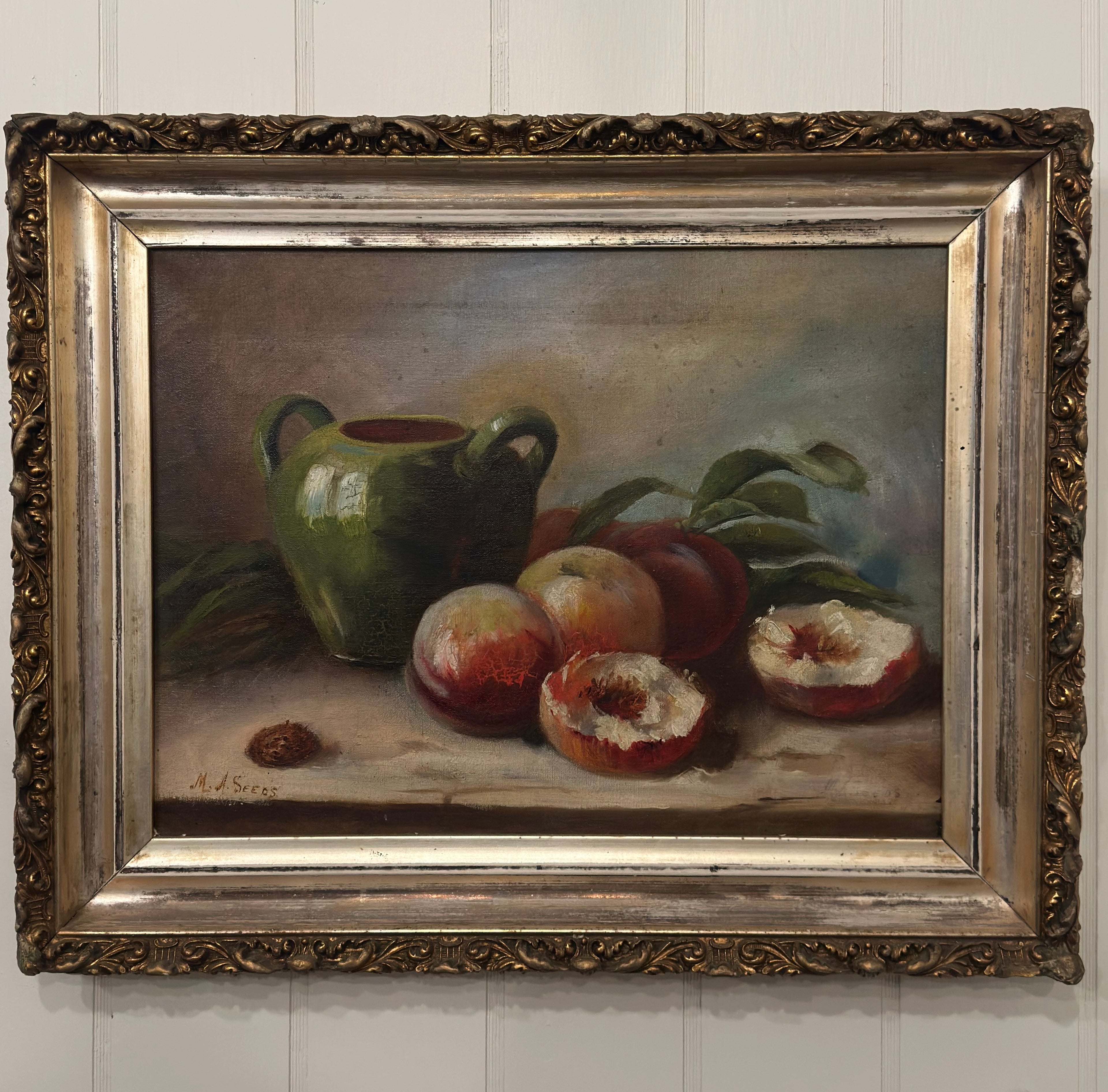antique still life framed oil painting